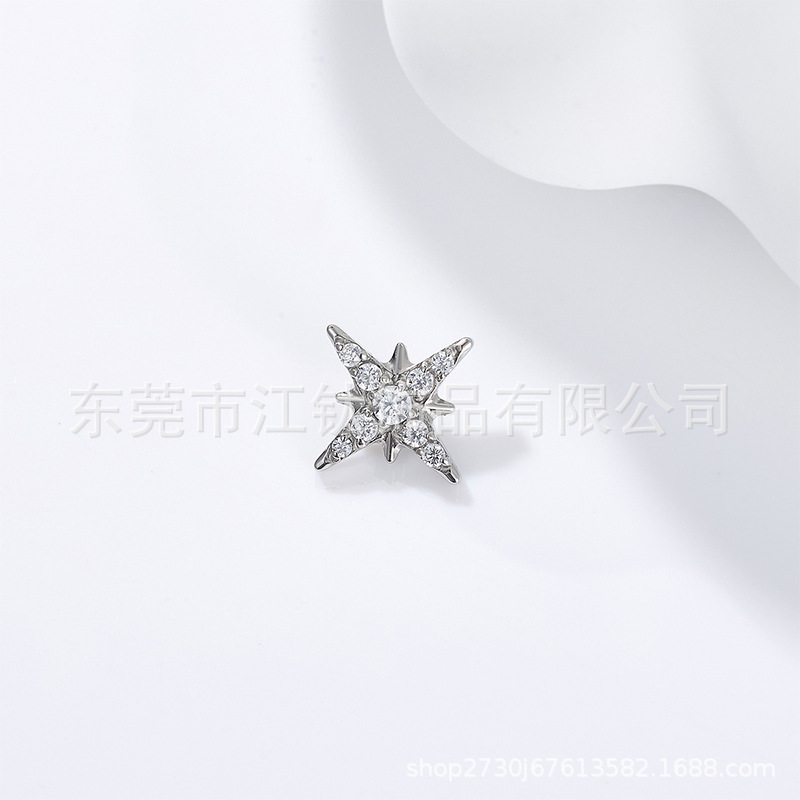 G23 Titanium Star Earring ASTM F136 Gem Stud Ear Piercing Jewelry detail image 7
