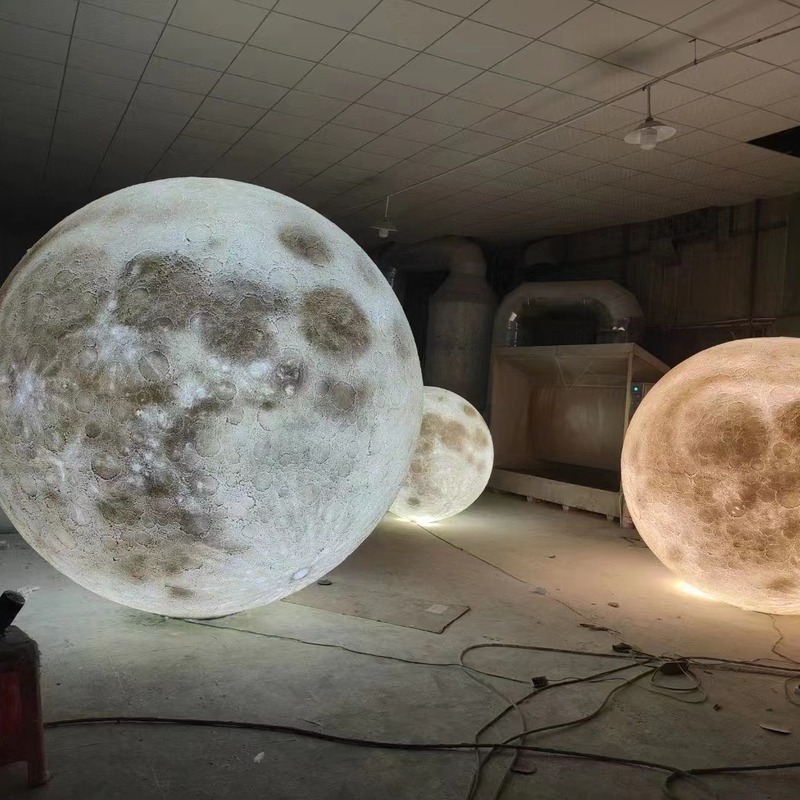 ソーラーガラス繊維強化プラスチッククレーター月ランプ屋外雰囲気惑星ランプヴィラ庭の芝生装飾ランプ|undefined