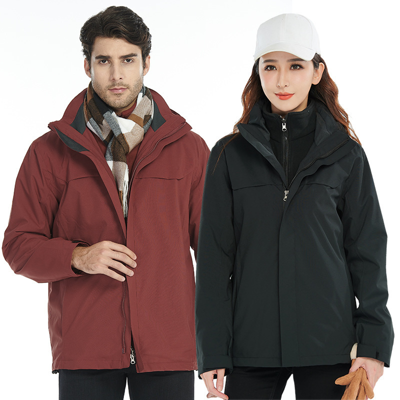 Jackets for Men and Women, Outdoor Three-In-One Velvet Thickeneded Autumn and Winter Waterproof Warm Jackets with Printable Logo