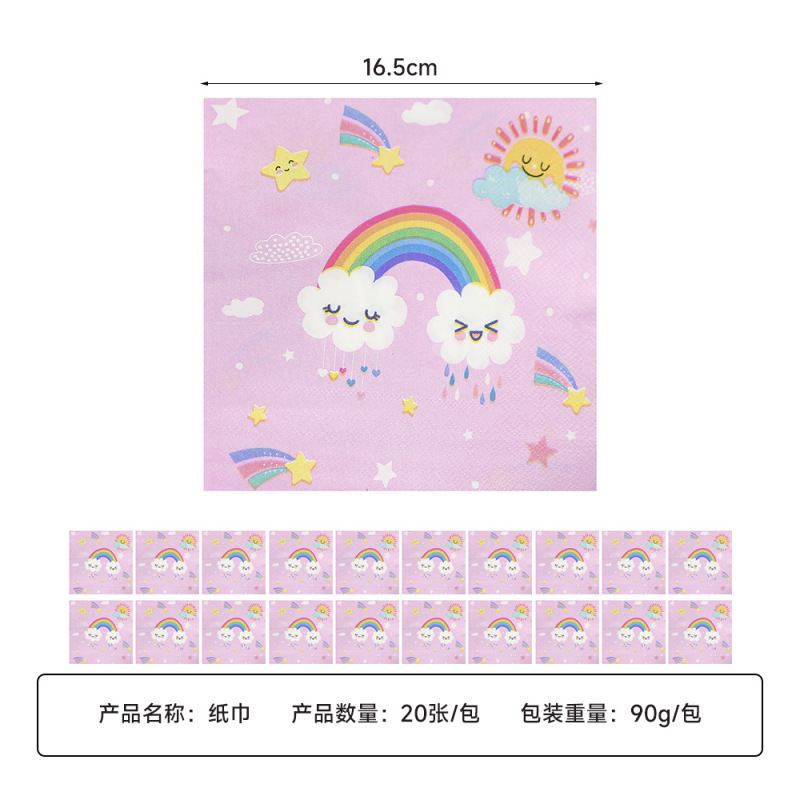 アマゾンレインボーテーマパーティー用品セット漫画使い捨て紙コップ紙皿ティッシュ食器卸売|undefined