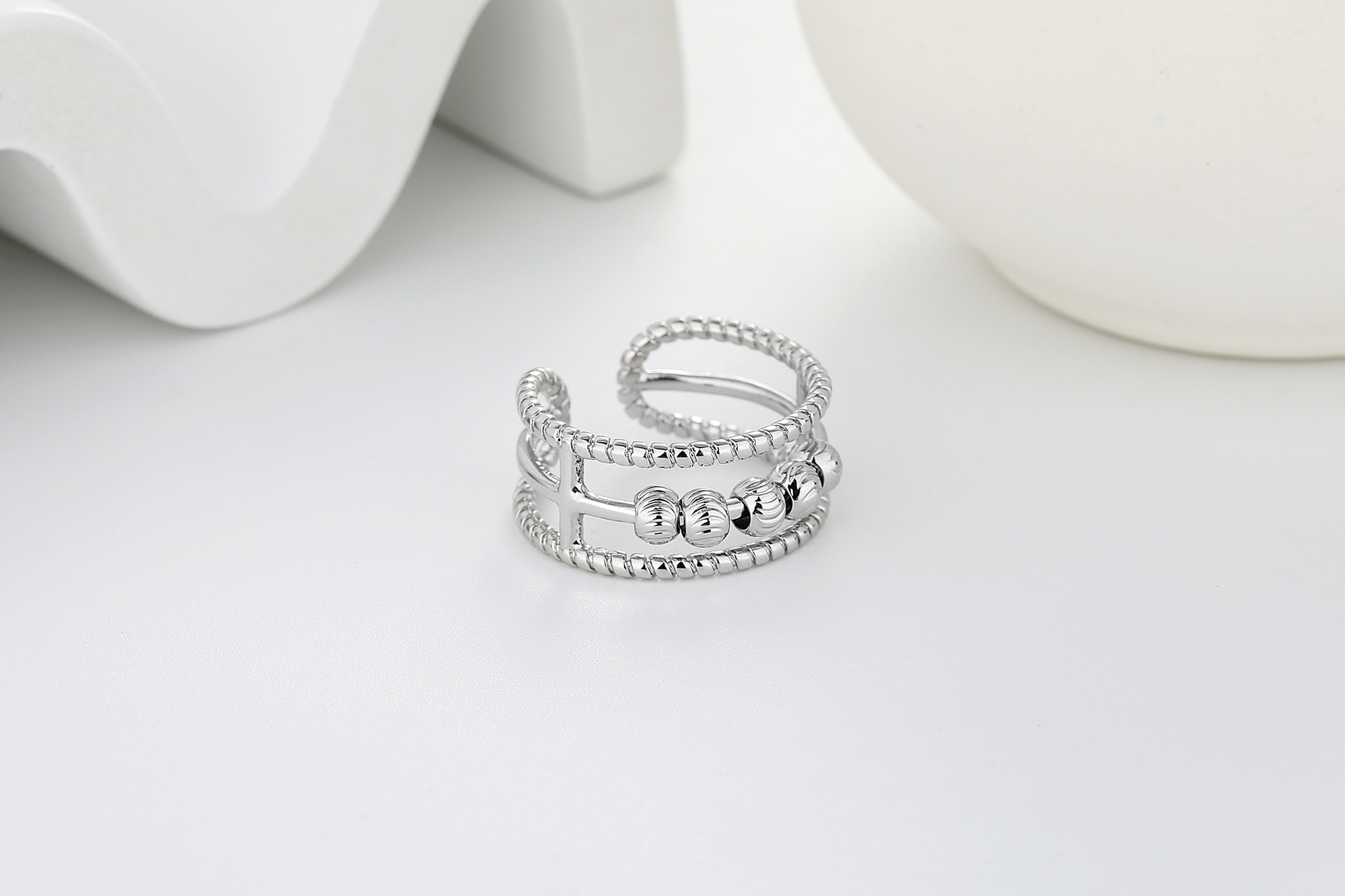 Simple Style Geometric Solid Color Copper Layered Rings