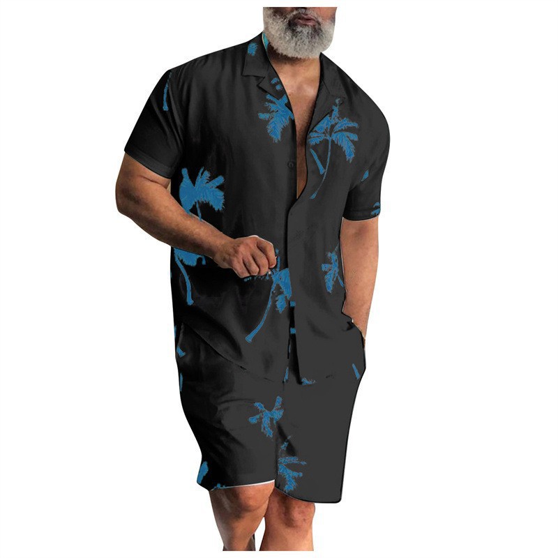 Men's Hawaiian Shirt Short Sleeve Shorts suit Hot Cross Border 3D Printing Fashion Colorful Pattern Casual
