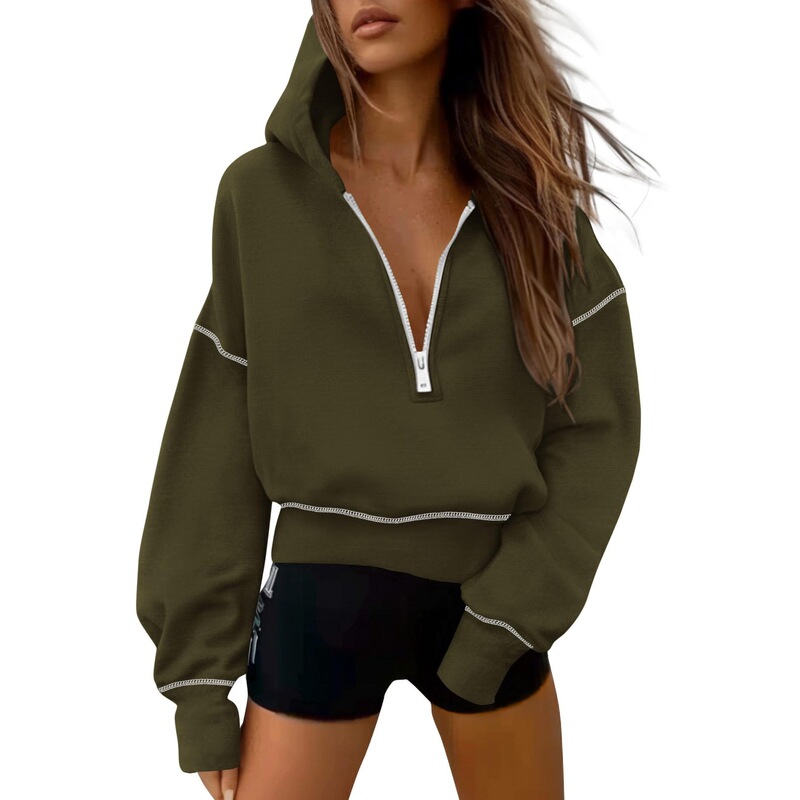 Cross-Border European and American Style Sports Casual Sweatshirt with Zipper and Hood for Women, Plus Size Trendy New Sweatshirt Jacket for Women Cross-Border European and American Style Sports Casual Sweatshirt with Zipper and Hood for Women, Plus Size Trendy New Sweatshirt Jacket for Women