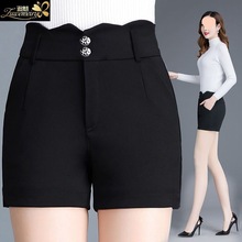 2025短裤女秋冬搭配高腰弹力休闲裤女黑色大码女士短裤外穿显瘦
