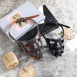 Factory direct dog mouth sleeve anti-bite anti-eating anti-call factory spot dog mouth cover PU leather supply