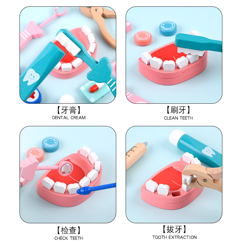 Simulación de los niños pequeño doctor bebé casa juego juguete de madera traje niños y niñas inyección juguete regalo
