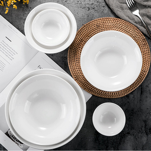 Breakfast porridge bowl, restaurant noodle soup, hotel ceramic soup noodle bowl, commercial pure white small bowl, bamboo hat bowl, rice bowl