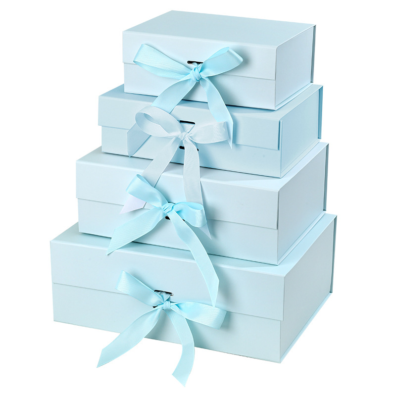 Caja plegable negra de alta calidad, comercio exterior, caja de embalaje plegable de una pieza, caja de regalo de negocios de alta gama, caja de cosméticos