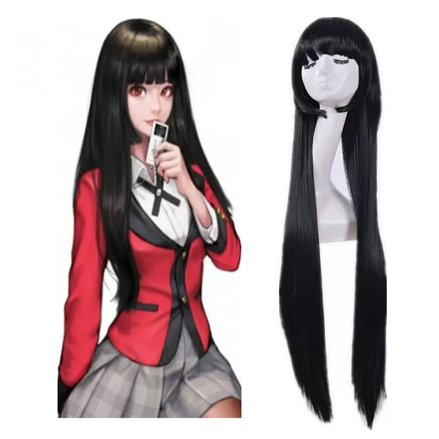 cosplay姬发式狂赌之渊蛇喰梦子黑色平齐刘海 古装cos动漫假发wig