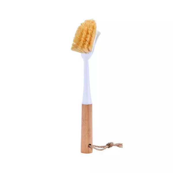 Sisal long handle brush (white + yellow)