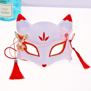 All things have spirit 3 little white fox Japanese style and ancient style romantic half face dress mask fairy butterfly fox cat