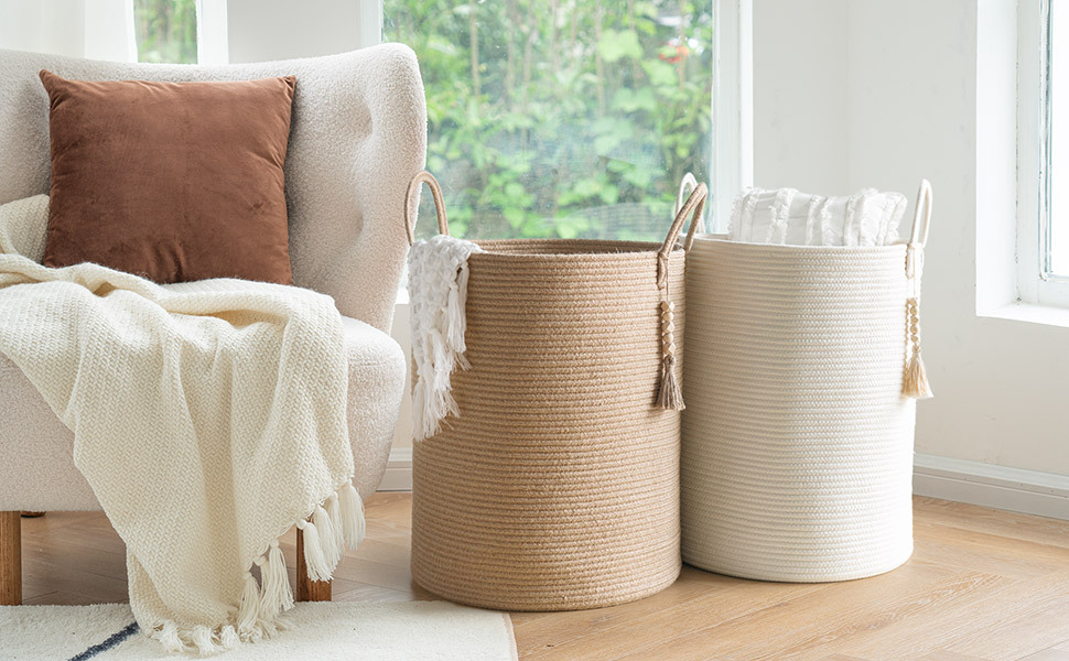 Goodpick White Nursery Basket with Handles