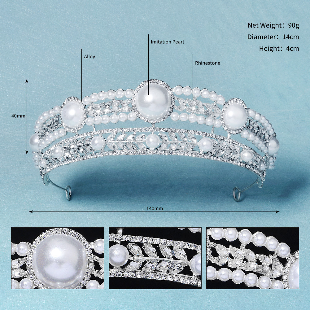 Brautkrone Koreanische Mehrschichtige Strassperlenkrone Großhandel Nihaojewelry display picture 8