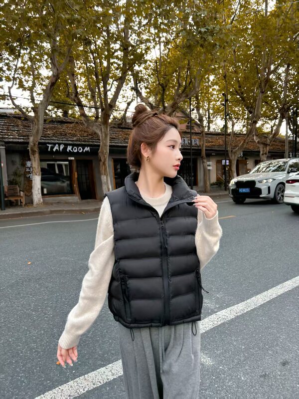 2025新款羽绒棉服马甲女短款轻薄韩版立领坎肩保暖马夹背心外套|undefined