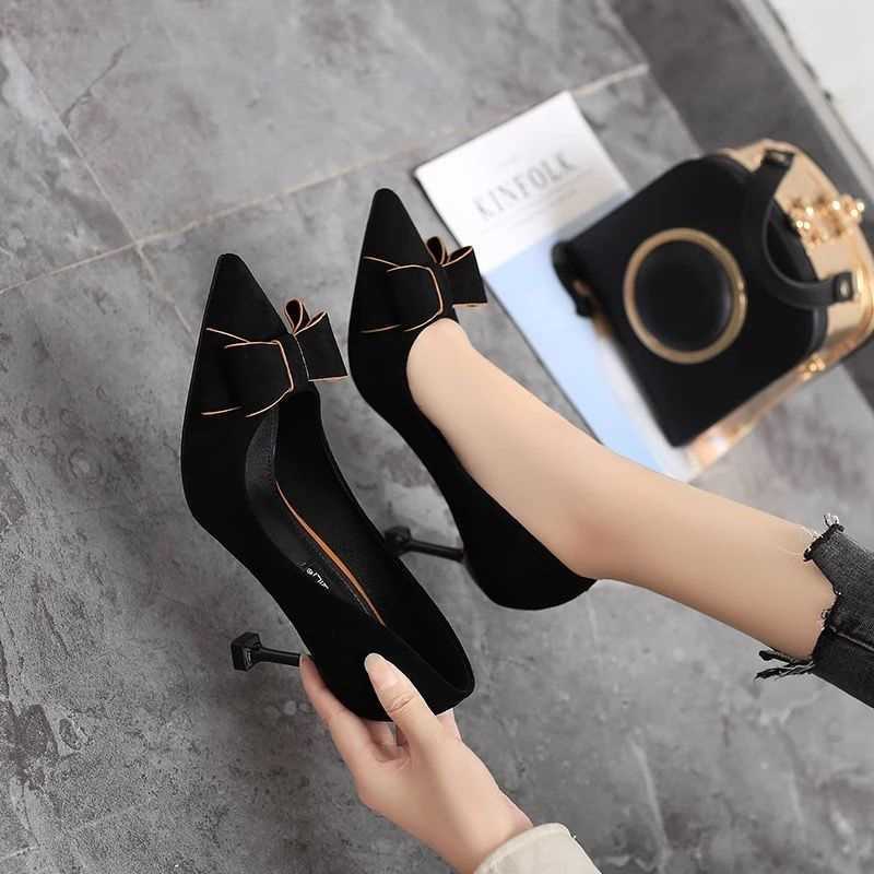 Autumn New 2023 pointed cat heel stiletto heel high heels fresh girl spring women's shoes fashion all-match single shoes Autumn New 2023 pointed cat heel stiletto heel high heels fresh girl spring women's shoes fashion all-match single shoes