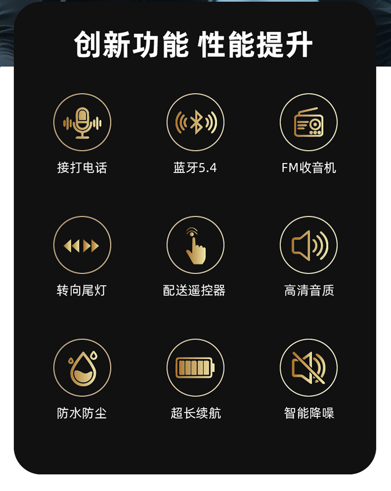 Cross-Border Motorcycle Bicycle Rider Riding Turn Signal Wireless Helmet Bluetooth Headset Waterproof Intercom Headset