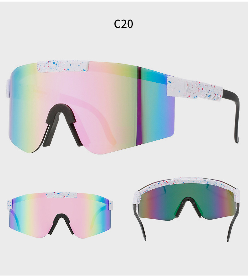 90g Weight Half Frame Glasses Structure Sunglasses Classification Tac, UV400 Protection Lens Material Biker Glasses Style Travel, Fishing Occasion All Seasons Season Unisex Gender Grey, Black Color Exaggerated Punk Streetwear Color Block Tac UV400 Protection Biker Half Frame Sports Sunglasses 26