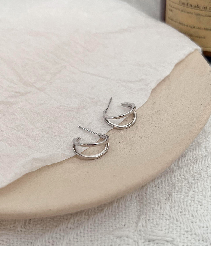 S pure silver temperament, high-end feeling, double-layer earrings, 2023 new trend, light luxury, niche design, plain_voghion.com