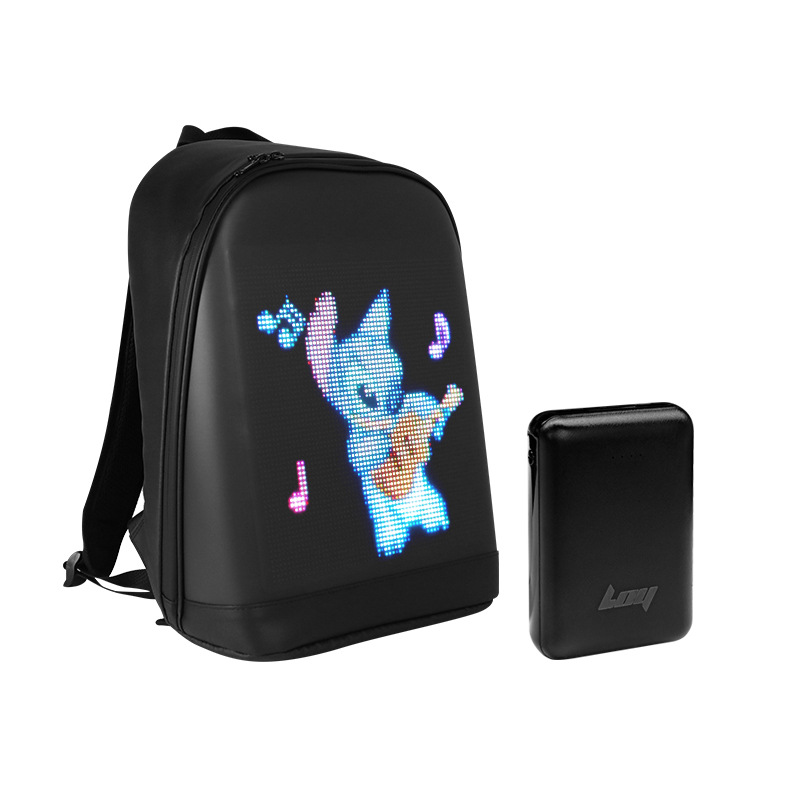 Cross-border street LED mochila de motocicleta mochila DIY patrón USB mochila de computadora de comercio exterior diseño reflectante