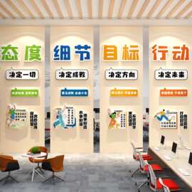 企业文化墙面办公室司会议装饰氛围布置室内承重柱子美化标语贴画