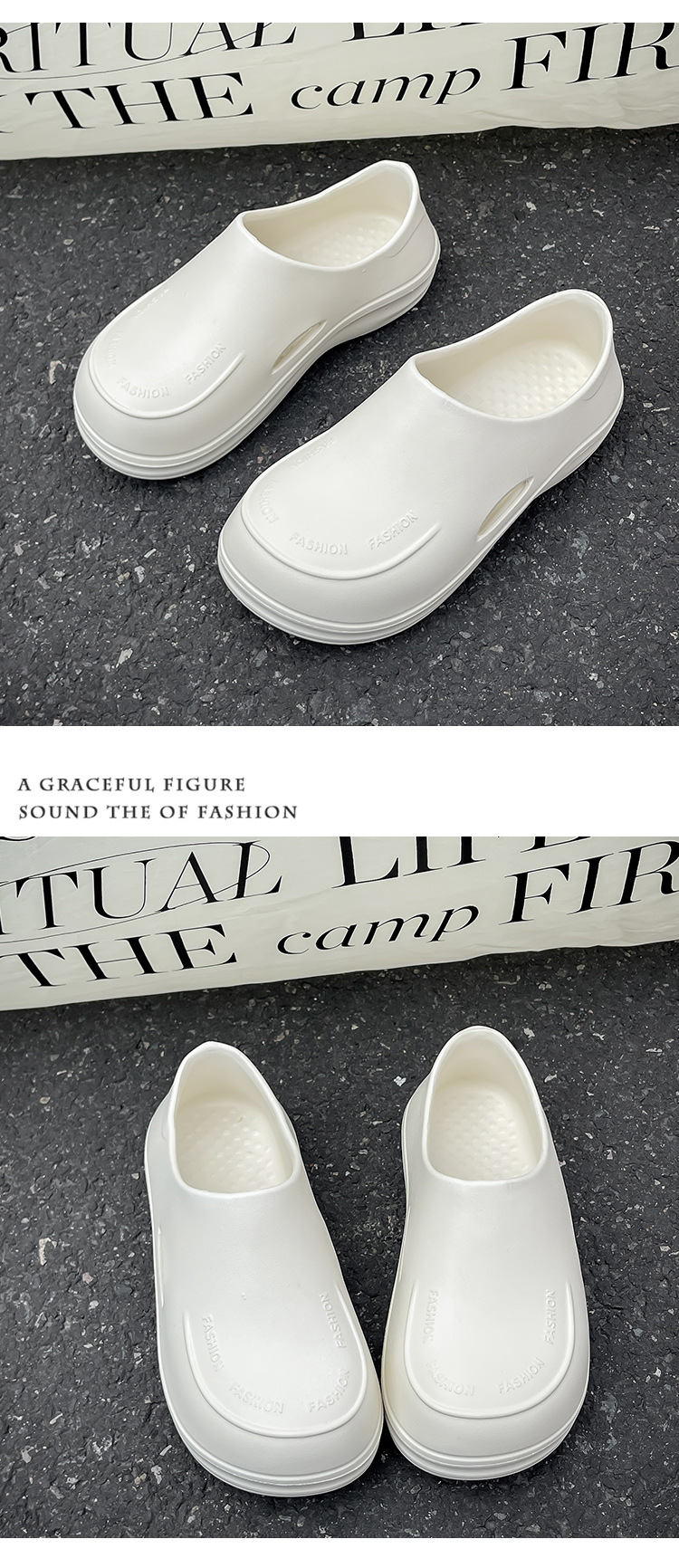 Women's Thick Soled Mules Closed Toe Height Increasing Slippers_voghion.com