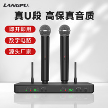 跨境288一拖二麦克风专业UHF无线跳频舞台教学会议手持动圈话筒