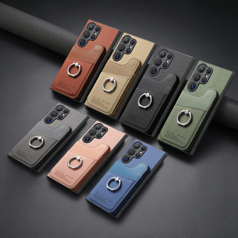 Suitable for Samsung S26 Ultra Phone Case, Large Card Holder, Card Storage Stand, A57 Diagonal Fabric Texture, Anti-Drop and Wear-Resistant Case