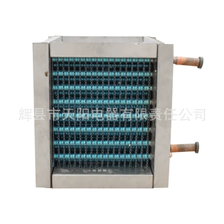 燃烧塔专用铜管翅片式冷凝器 冷却换热器防腐蓝膜翅片非标定制