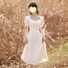 白色晚礼服女平时可穿宴会气质领证登记小白裙法式毕业洋装连衣敬