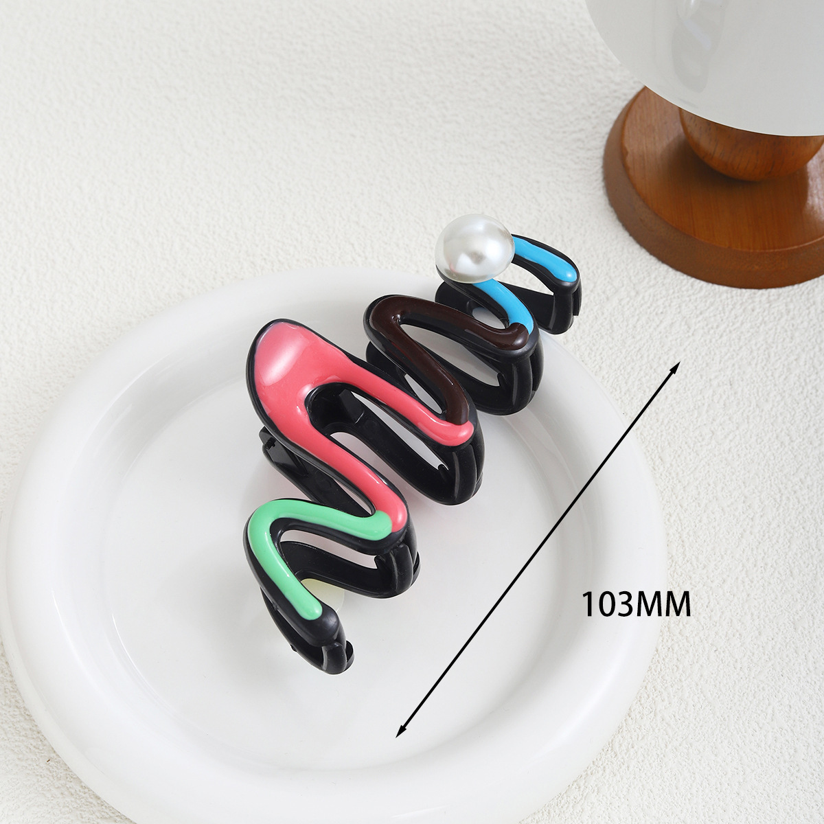 Green pink blue wavy hair clip 11cm