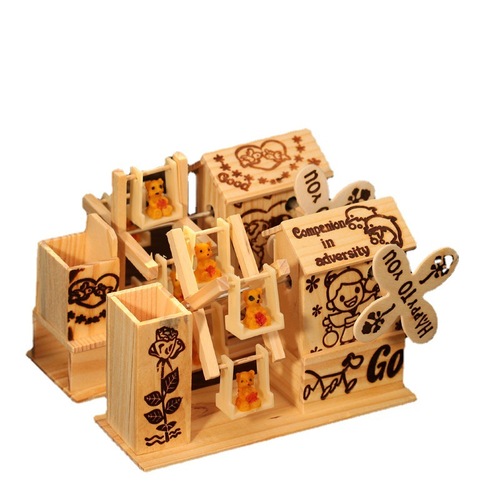 S0412 White Music Windmill, Rotating Teddy Bear Music Box, Birthday Gift, Yiwu Gift Wholesale