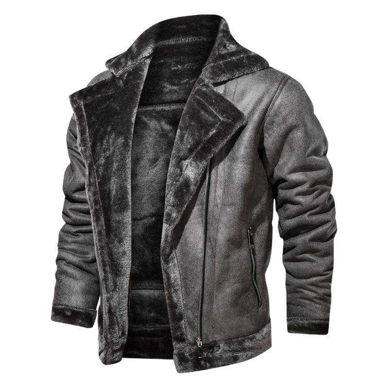 Chaqueta acolchada de algodón al aire libre de la motocicleta de piel engrosada caliente europea y americana integrada de la piel de 2020 nuevos hombres