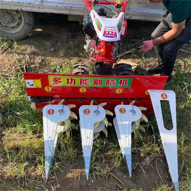 家用小型大豆水稻收割机手扶自走式小麦割晒机多行牧草药材收割机