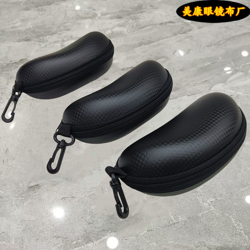 Men's Sunglasses Pure Black Glasses Case EVA Factory Portable Lightweight Glasses Case with Hook