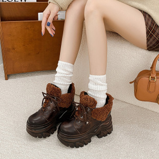12cm�����߼Ӻ�ů�ɸ�ЬŮ2024������Ƥ�߸��¸����e��״���Ь