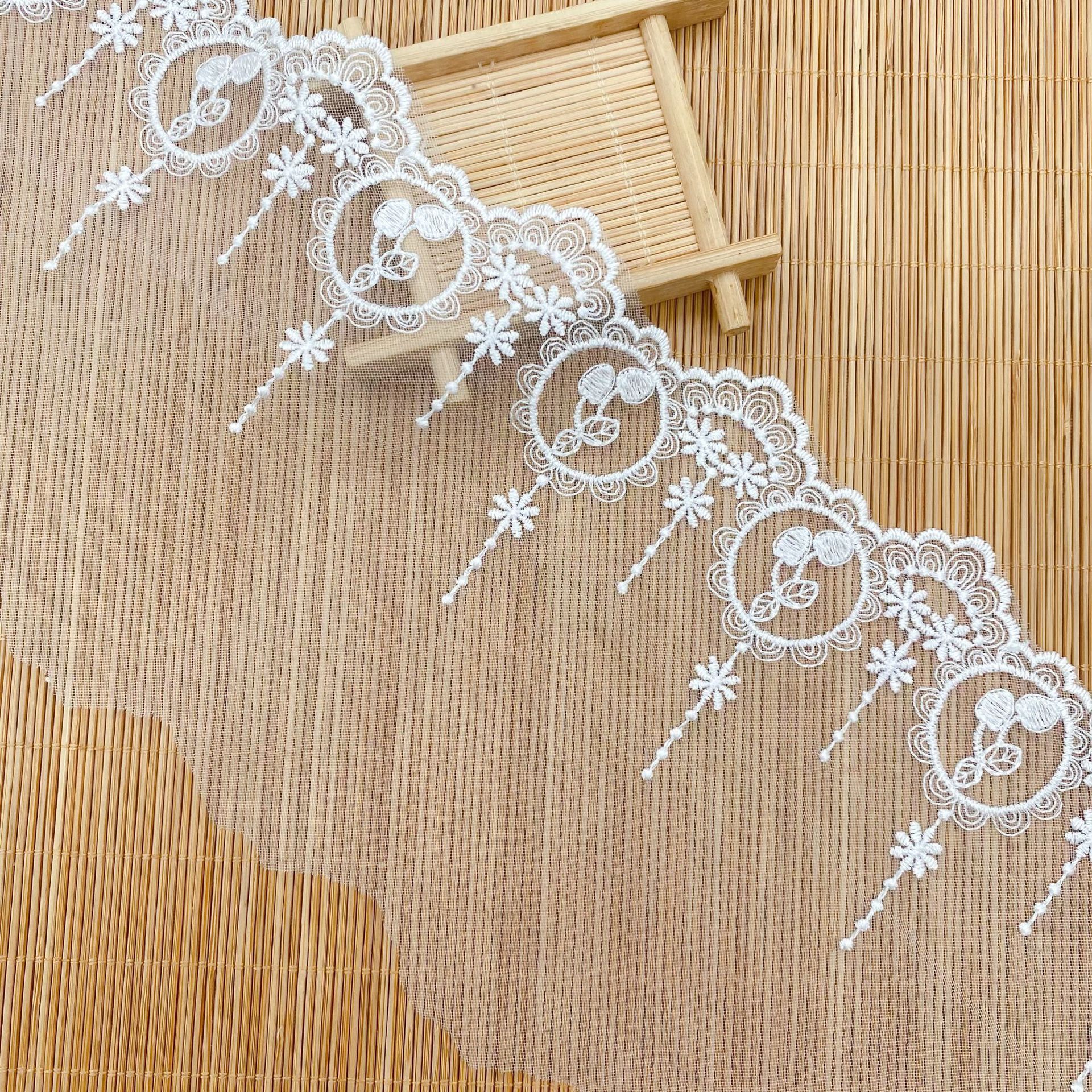 encaje de malla bordada Lolita accesorios conchas estrellas de poliéster encaje de malla soluble en agua