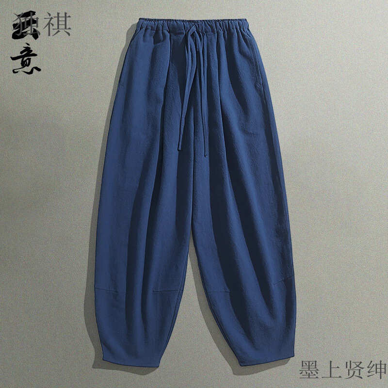 Spring and Summer Chinese Style Linen Casual Straight Pants Men's Loose plus size Hanfu Pants Vintage Cotton and Linen Bloomers Spring and Summer Chinese Style Linen Casual Straight Pants Men's Loose plus size Hanfu Pants Vintage Cotton and Linen Bloomers