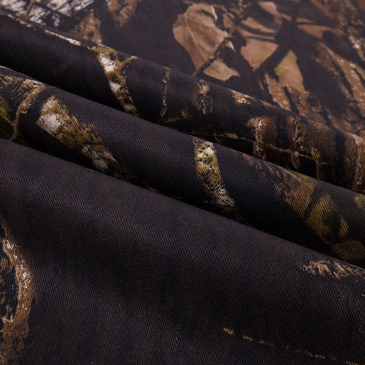 2022 nuevo trenzado twill impresión de árbol 100% algodón camuflaje de árbol tela de ropa de trabajo
