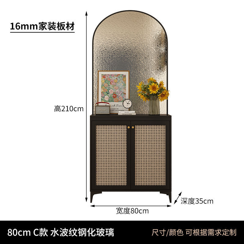 入户玄关柜鞋柜客厅藤编隔断复古屏风轻奢高档玻璃隔断柜沙发背几|undefined