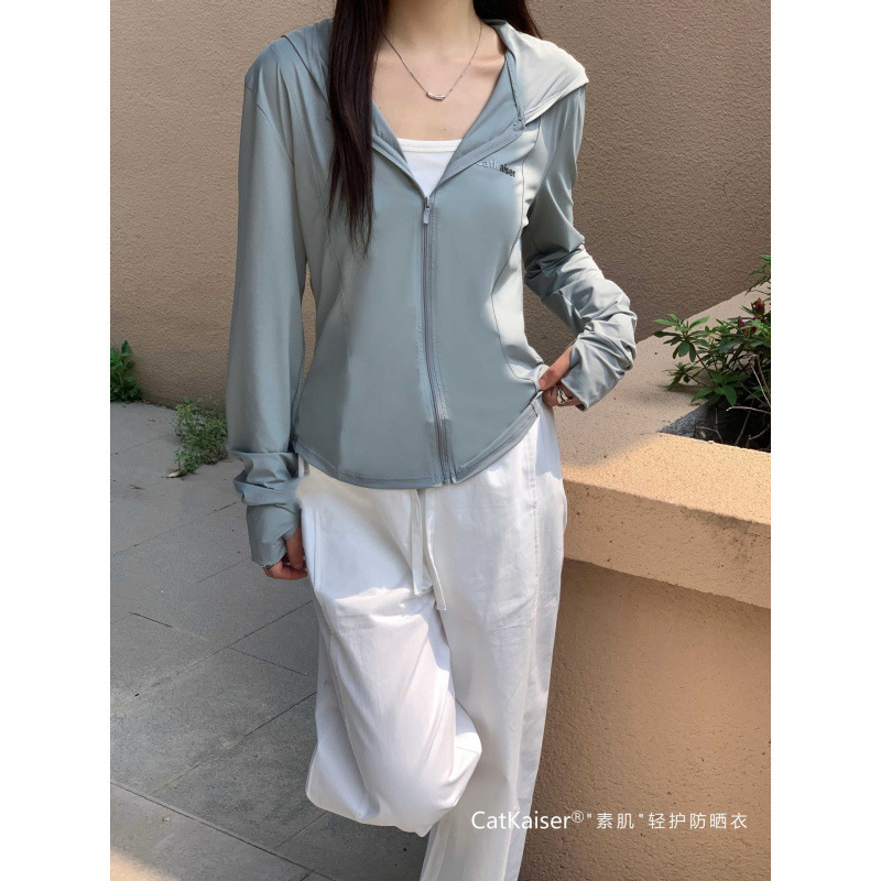 CatKaiser 日焼け止め服、軽量、ファッショナブル、シンプル、スリム、抗 UV アウトドア スポーツ アイス シルク トップ|undefined