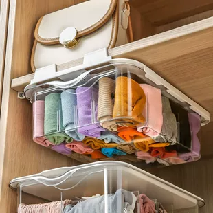 Underwear Storage Box Organizer, Thickened Plastic, 8 or 16 Compartments, Medium & Large Sizes