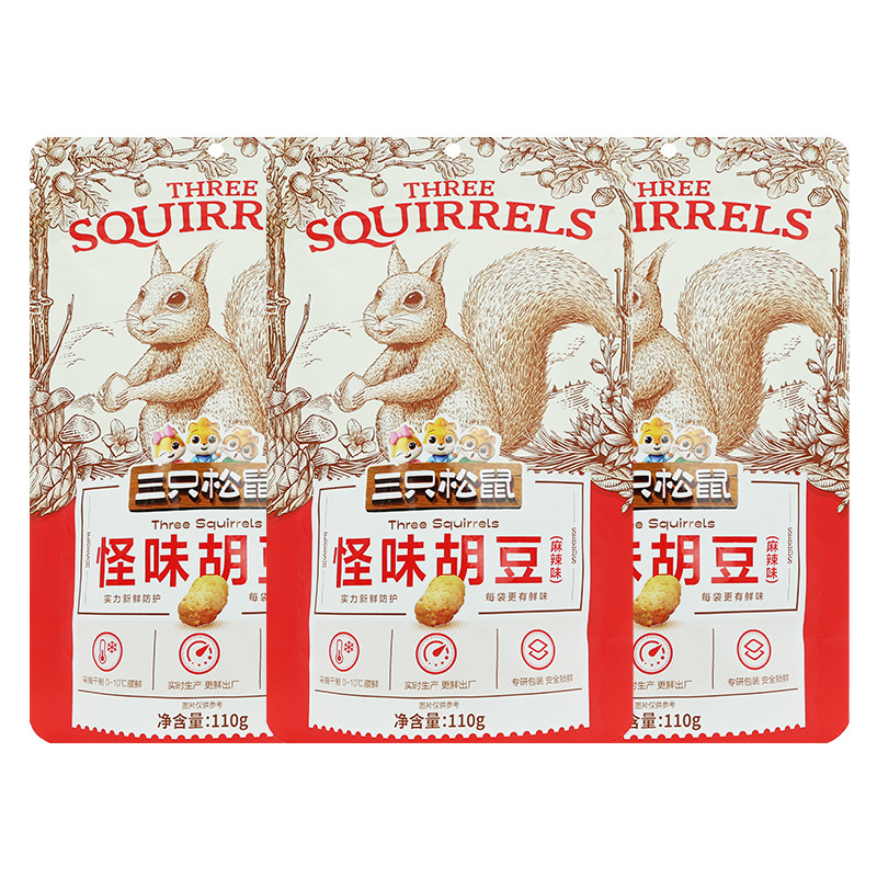 三只松鼠怪味胡豆110g/袋休闲零食豆子即食坚果炒货干果包邮