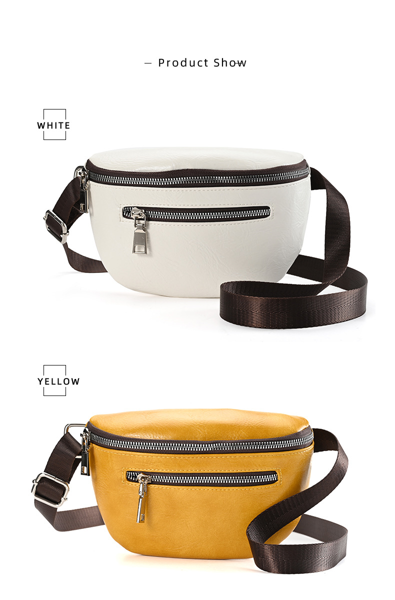 Pu Leather Material Women's Fashion Solid Color Pu Leather Waist Bags