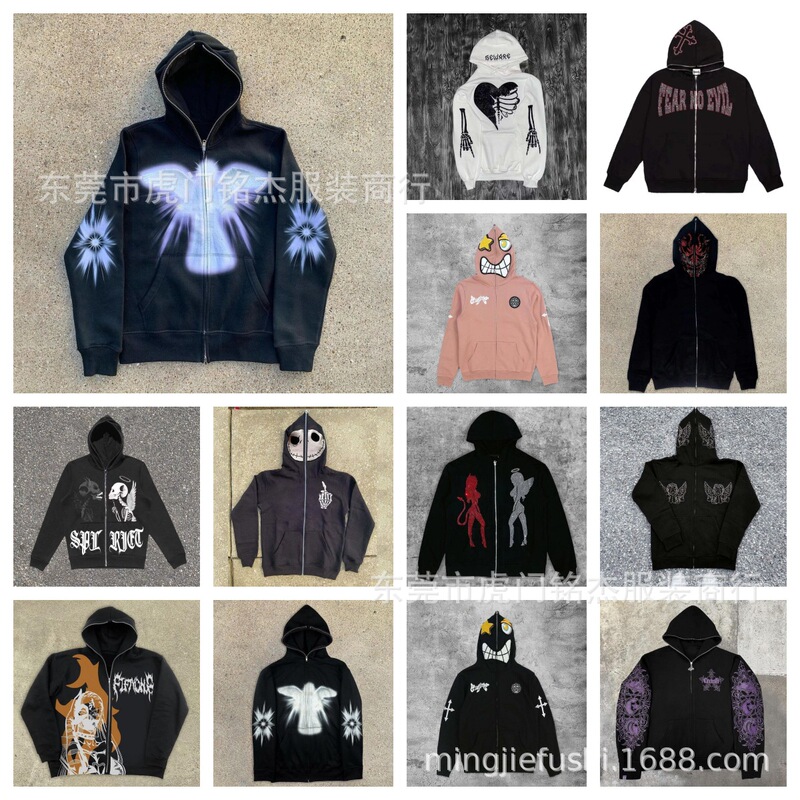 Hot Selling Trendy Brand Men's and Women's Same Style Skull Lazy Style 3D Digital Printing Hooded Long-Sleeved Couple Zipper Large Size Sweatshirt Hot Selling Trendy Brand Men's and Women's Same Style Skull Lazy Style 3D Digital Printing Hooded Long-Sleeved Couple Zipper Large Size Sweatshirt