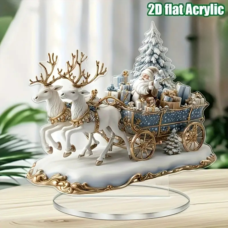 Transfronterizo acrílico 2D Navidad Snow House Santa Claus reno muñeco de nieve decoración de mesa