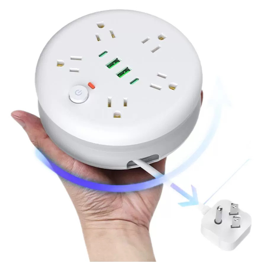 Transfronterizos para enchufes de almacenamiento estándar estadounidenses, enchufes de fila de discos de bobinado estadounidenses con placa de enchufe de protección contra sobretensiones USB