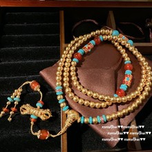 巴西绿玉髓雕花玛瑙项链 种水盈盈 镀18K金 蓝松石玛瑙金坨坨项链