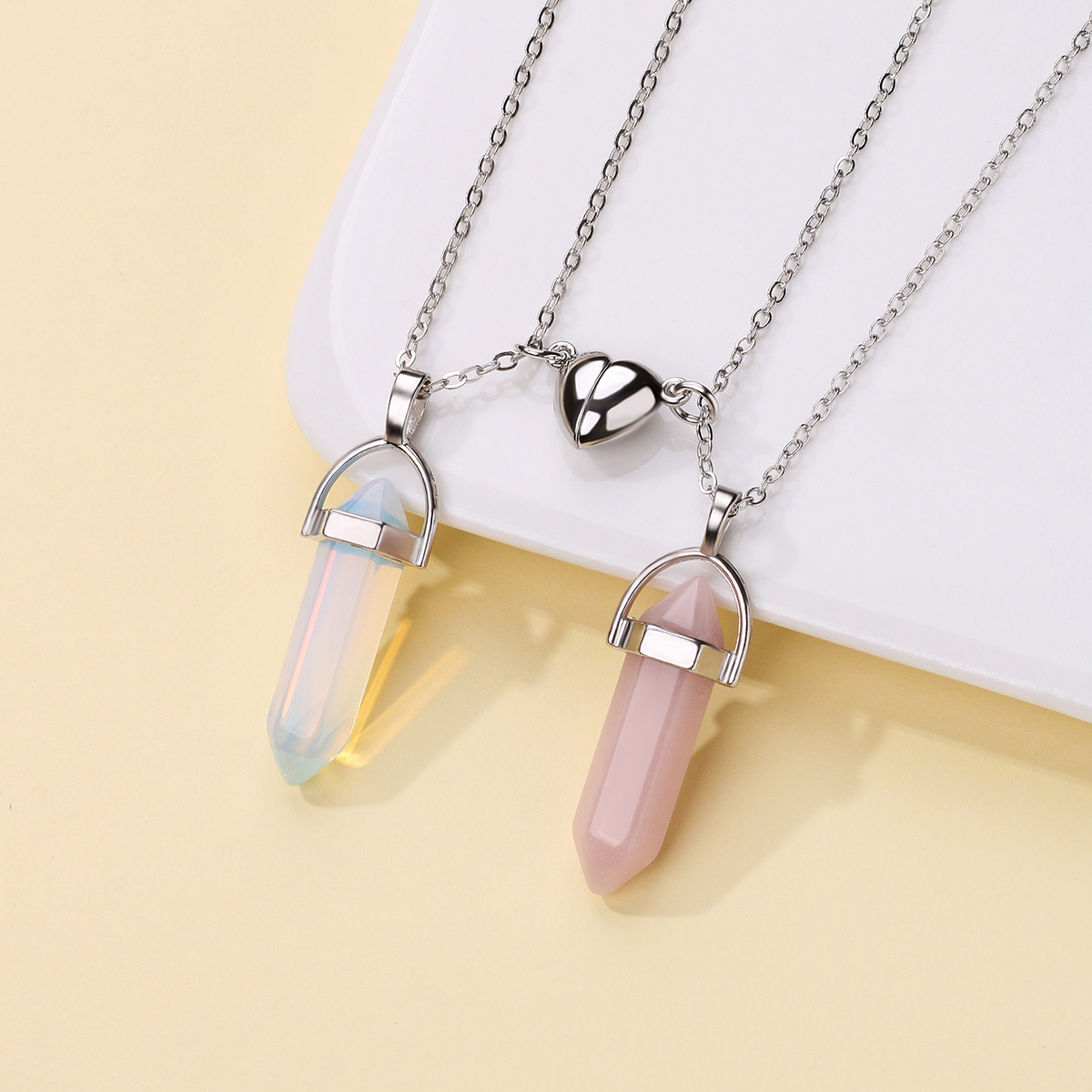 24g Weight Natural Stone Pendant Material Pendant Necklace Classification Copper Clad Iron Chain Material cable chain Chain Type 1 Pair Quantity Daily Occasion natural stone, Copper Clad Iron Material Geometric, Heart Shape Pattern Couple Gender Hip-Hop Style Hip-Hop Geometric Heart Shape Natural Stone Copper Clad Iron Cable Chain Pendant Necklace In Bulk 11