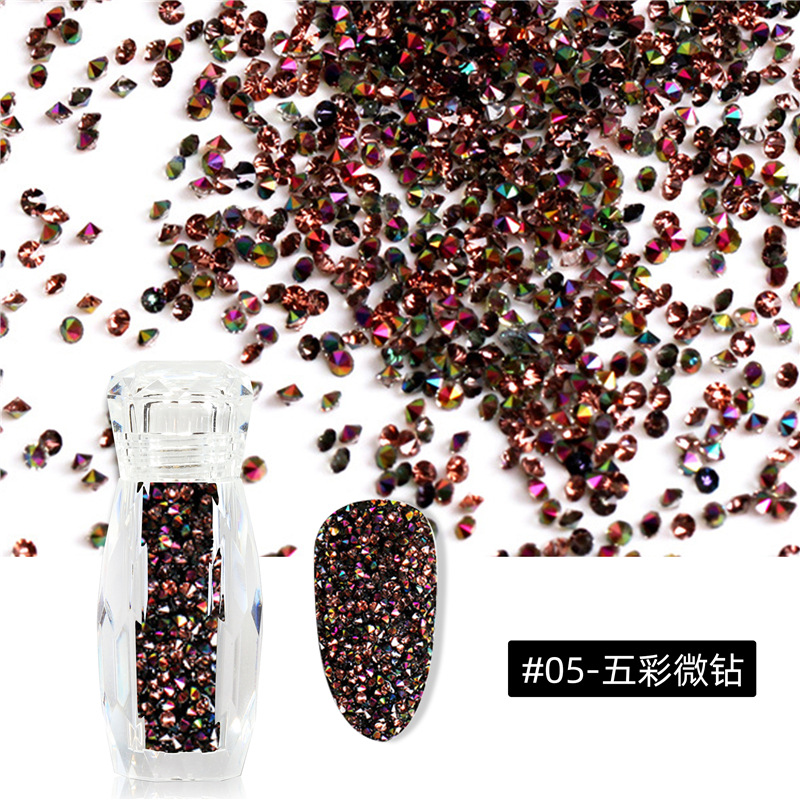 Exclusiva transfronteriza para arte de uñas, micro-diamantes, fantasía, cuentas de mago, uñas, perlas adhesivas, microperlas transparentes, micro-diamantes, botellas en stock