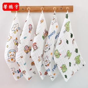 Children's towel six layers of gauze cotton wash baby towel baby newborn high density cartoon handkerchief
